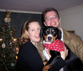 Entlebucher Gunter with his human mom and dad